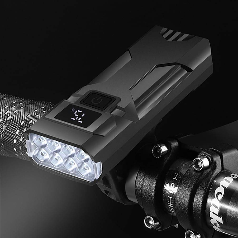 Faro anteriore per bicicletta a 8 LED, indicatore di alimentazione con ricarica USB, luce anteriore per bicicletta super luminosa, impermeabile_voghion.com