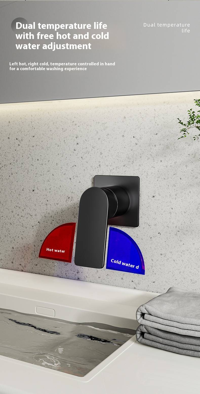 Grifo monomando de lavabo de pared con cartucho cerámico, acabado níquel cepillado/negro mate/cromo, distancia entre ejes de 120 mm_voghion.com