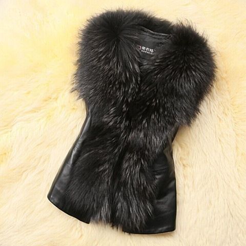 Damenbekleidung Kunstpelzweste Kurze ärmellose Jacke für den Winter, warm, modisch, Kunstnerzmantel mit V-Ausschnitt (Schwarz, Weinrot, Kunstpelzfarbe)_voghion.com