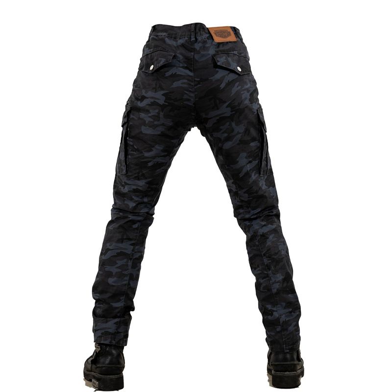 Men's Motorcycle Riding Pants - Camo Black Windproof Anti-Slip Cargo Pants With Multi-Pockets For Bikers_voghion.com