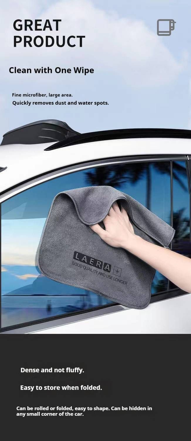 Premium 300GSM Microfiber Car Towel - Ultra Absorbent & Scratch-Free Wash Mitt For Auto Detailing (25x30cm To 35x75cm, Gray) - Letters Design_voghion.com