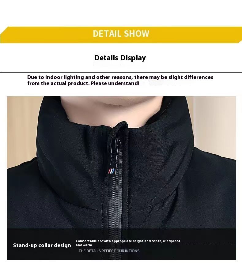 Giacca imbottita da uomo con emblema della tigre - Cappotto invernale con collo alto e imbottitura in poliestere spesso, capospalla slim fit con cerniera per il freddo_voghion.com