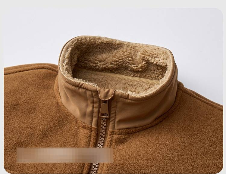 Herren Fleece-Kapuzenpullover mit Reißverschluss und Stehkragen – Warmer und gemütlicher Winter-Outdoor-Pullover (Karamell, Armeegrün, Marineblau, Schwarz) – Größen M-5XL_voghion.com