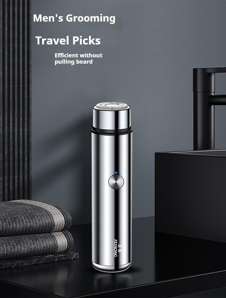 Portable Mini Electric Shaver With LED Display, USB Rechargeable, Rotating Blade For Men, Waterproof & Travel-Friendly (Army Green/Blue/Black)_voghion.com