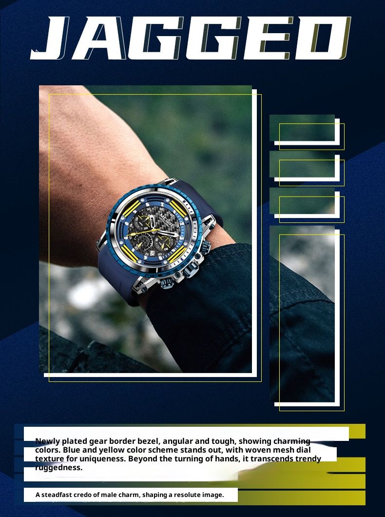 Reloj cronógrafo deportivo para hombre – Resistente al agua hasta 30 m, luz de fondo LED, indicador de día/fecha, bisel giratorio, estilo militar (caja de 47 mm, correa de silicona)_voghion.com