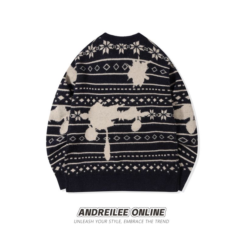 Fair Isle Noel Kazak - Rahat Kış ve Günlük Giyim İçin Vintage Esintili Örgü Kazak"_voghion.com