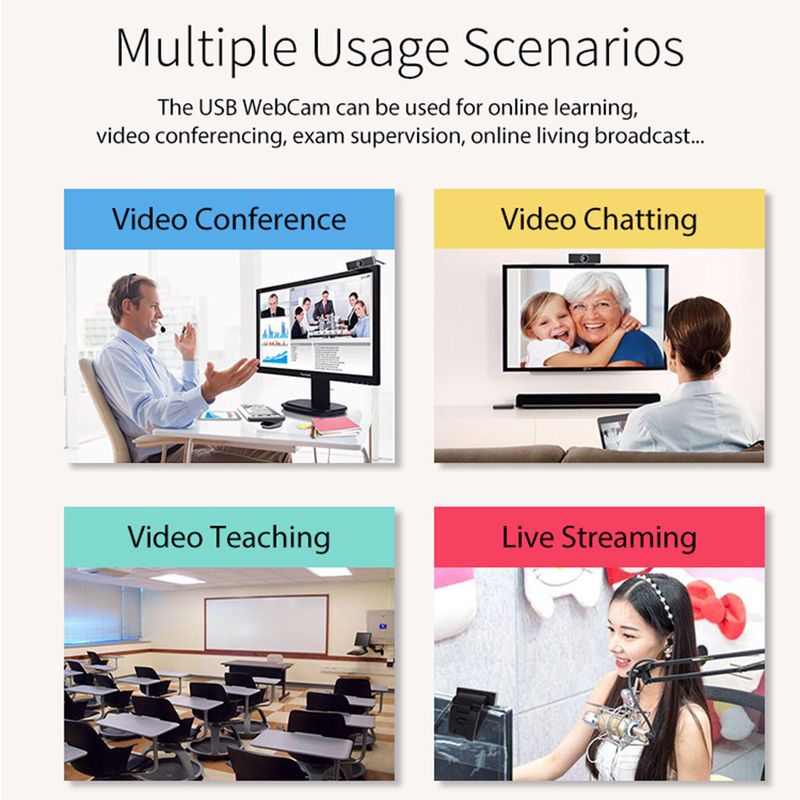 FHD 1080P Webcam USB PC Computer Webcam Auto Focus with Microphone 60-Degree Widescreen Desktop Laptop Webcam Live Streaming Webcam_voghion.com