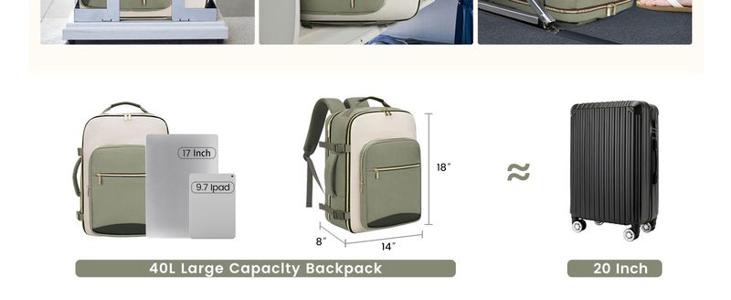 Mochila de viagem de grande capacidade Happypeople - Mochila unissex leve e durável em tecido Oxford com compartimento para laptop (16 polegadas), várias cores_voghion.com