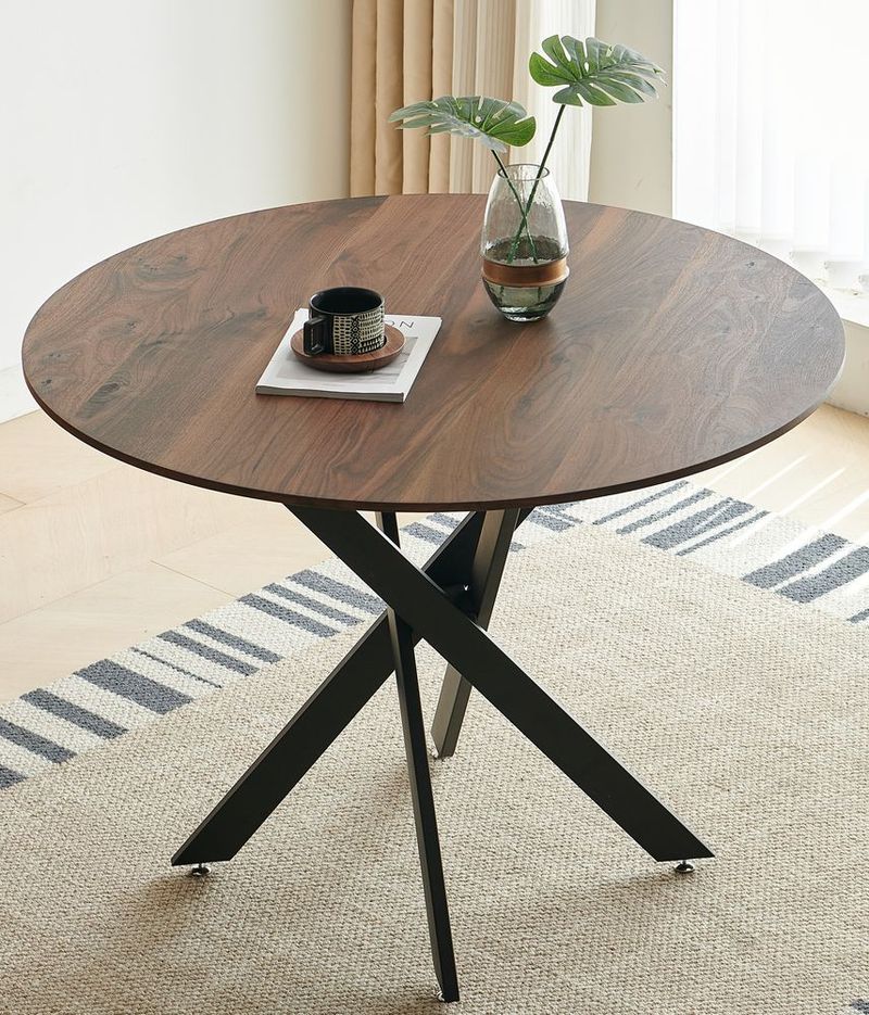 42.1' Table Mid-century Dining Table For 4-6 People With Round Mdf Table Top, Pedestal Dining Table, End Table Leisure Coffee Table,cross Leg_voghion.com