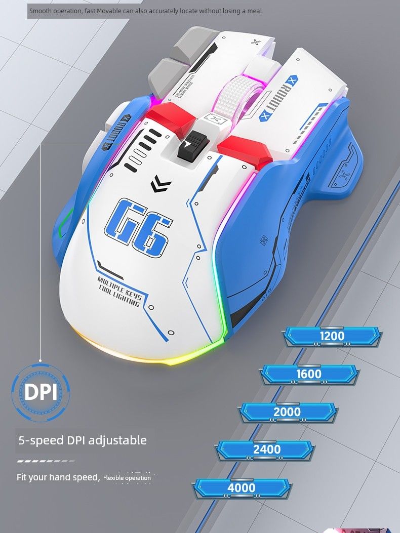 G6 -Style Three-Model Wireless Mouse Rechargeable Bluetooth For Home Game Luminous Office Laptop Desktop Computer_voghion.com