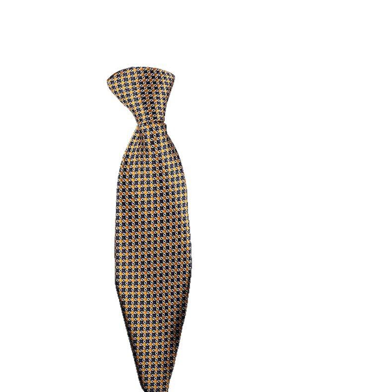 Vintage Formal Champagne Gold No-Knot Lazy Coffee Color Business Casual Zipper Custom Tie For Men_voghion.com