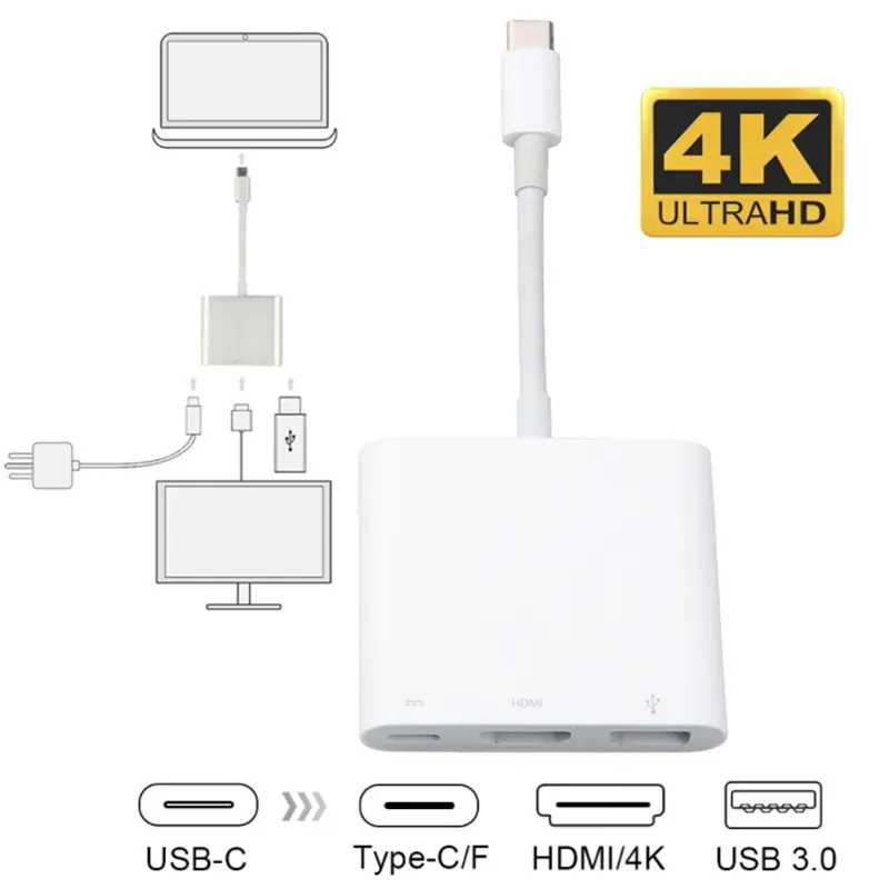 Typ-C-Computeradapter, USB 3.1-HUB, USB-C A, USB 3.0 Typ-C-Ladegerät-Adapter für Damen, für neues MacBook-Zubehör, Dell XPS 13_voghion.com