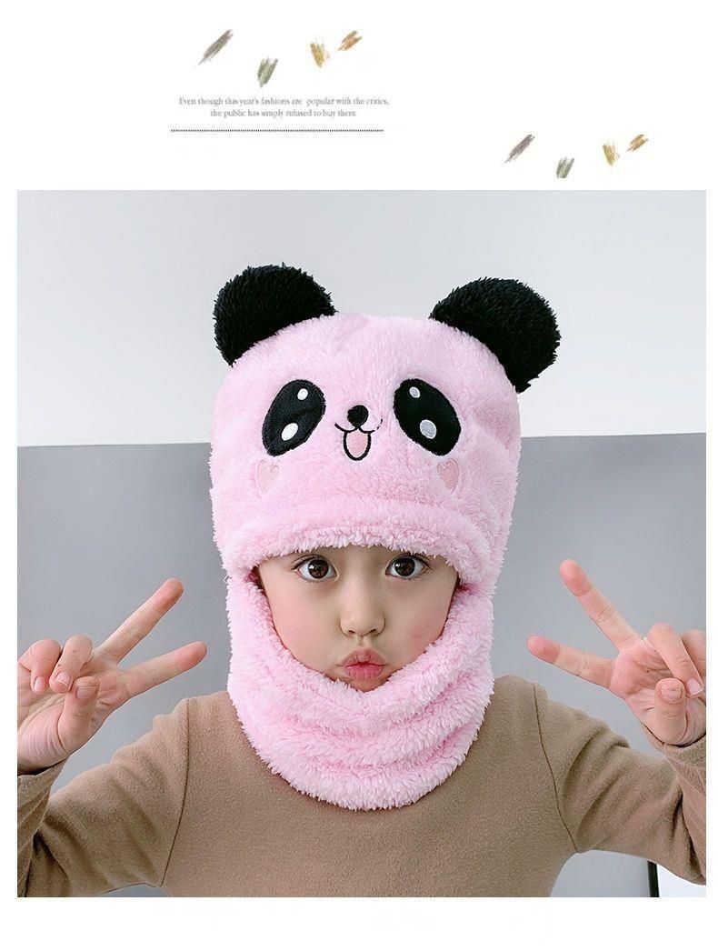 Cute and Warm Cap with Face Cover for Kids - Autumn and Winter Hat and Scarf Combo_voghion.com