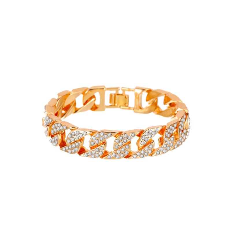 Legering diamanten set Europese en Amerikaanse modetrend Cubaanse armband niche retro hiphopstijl vol met diamanten liefhebbers handsieraden_voghion.com