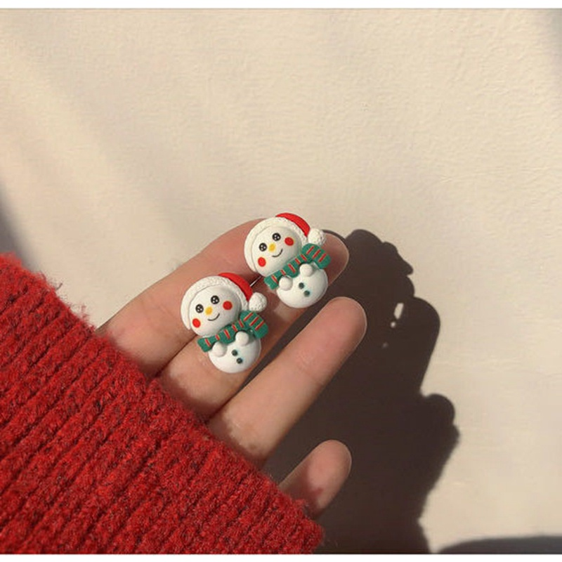 Boucles d'oreilles de noël en résine, jolies boucles d'oreilles de bonhomme de neige de dessin animé, père noël, nouvel an, bijoux cadeau de noël_voghion.com