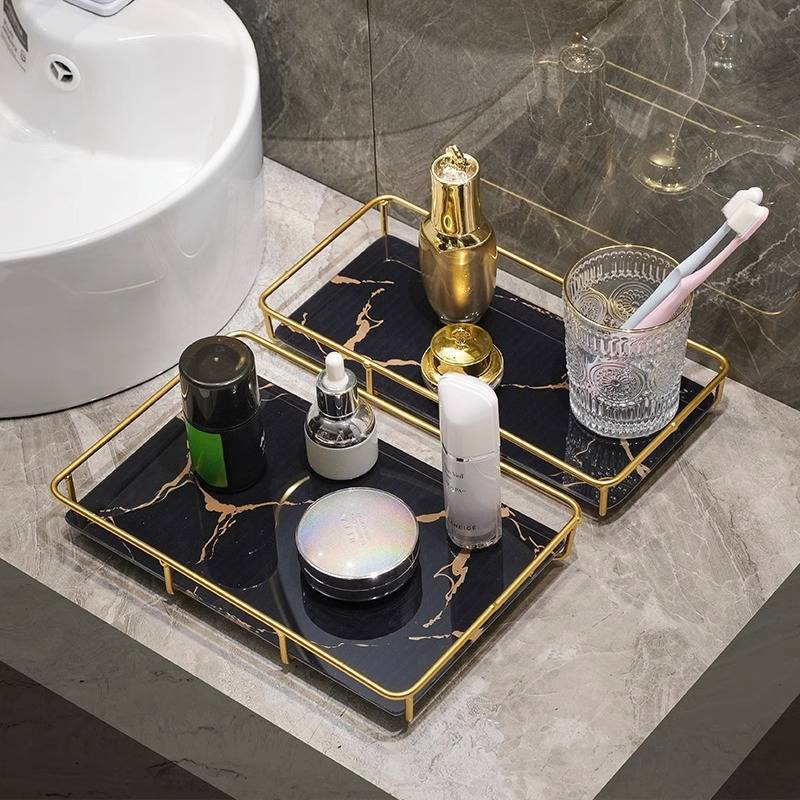 Badezimmer Toilette Badezimmer Waschbecken Kosmetik Box Lagerregal Regal Waschbecken Licht Luxus Stil Desktop Tablett_voghion.com