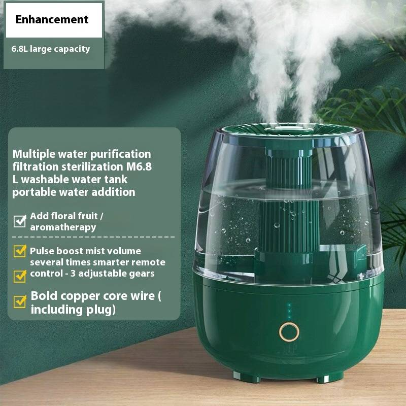 90 Ultraschall-Luftbefeuchter mit Doppelnebel, Aromatherapie, Luftreinigung, 6,8 l großem Tank, 3 Modi, Fernbedienung_voghion.com