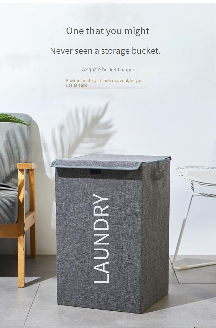 Breathable Cotton Linen Laundry Hamper With Lid – Foldable Storage Basket For Clothes, Toys & Essentials (Handles, Space-Saving Design)_voghion.com