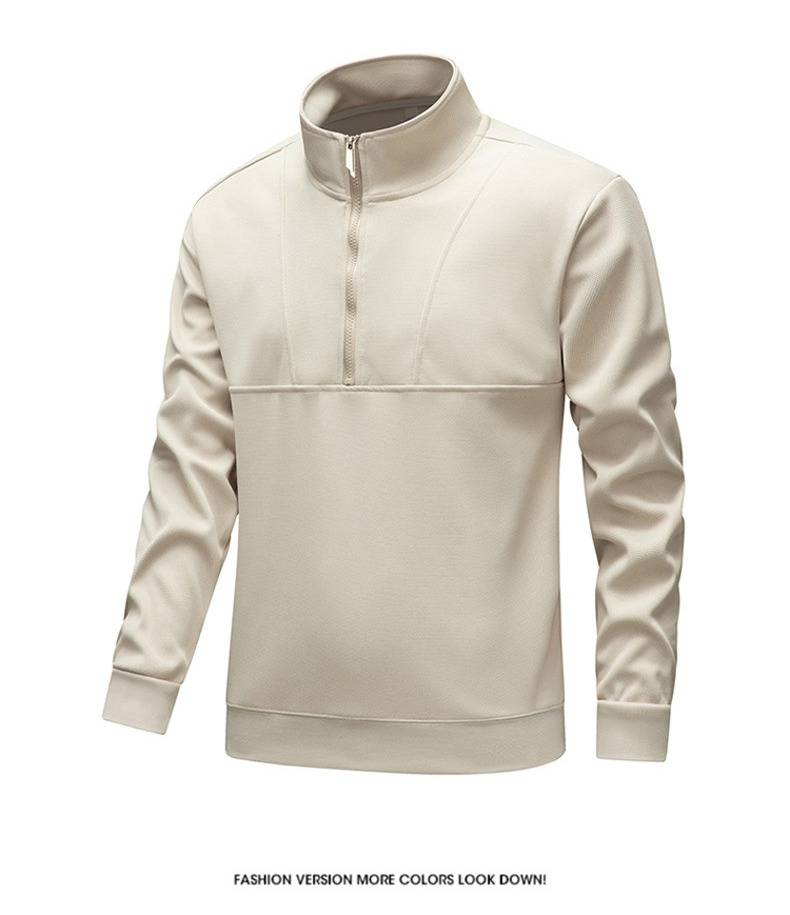 Herren-Sweatshirt mit halbem Reißverschluss – Leicht und atmungsaktiv, Pullover mit Stehkragen für die Freizeit (Schwarz/Grau/Khaki, S-4XL)_voghion.com