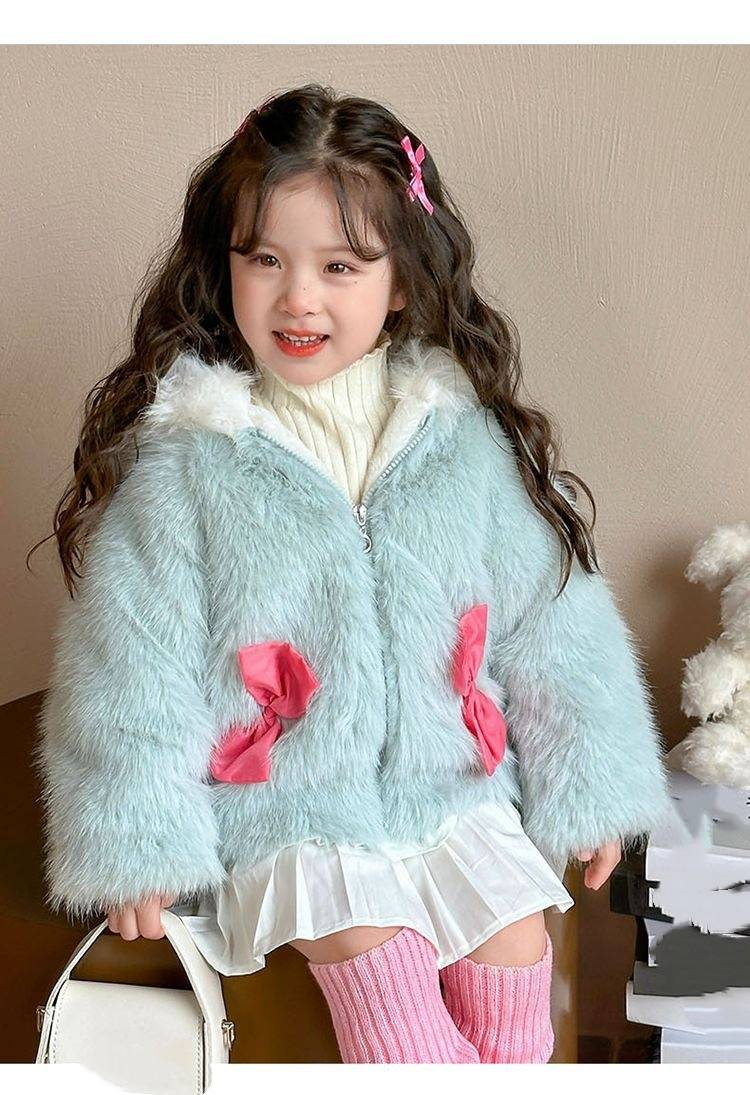 Mädchen-Kunstpelzmantel – Warme und stylische Winteroberbekleidung (3–8 Jahre) – Weiches Baumwollfutter mit Reißverschluss_voghion.com