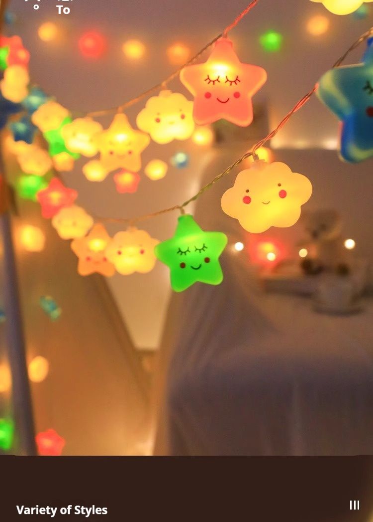 Luci LED a forma di nuvola stellata e arcobaleno - Luci decorative per esterni/interni (3 m/5 m/10 m, 20-100 LED, alimentazione a batteria/USB/energia solare, IP44 impermeabile)_voghion.com