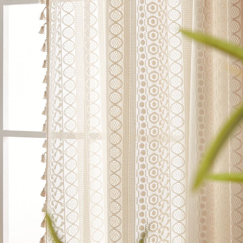 Gepunktete Spitzenvorhänge für Küche und Bad – Vintage-Vorhänge mit Stangentasche, 150 cm breiter Fensterschal im Boho-Café-Stil mit halbprivater Sicht_voghion.com