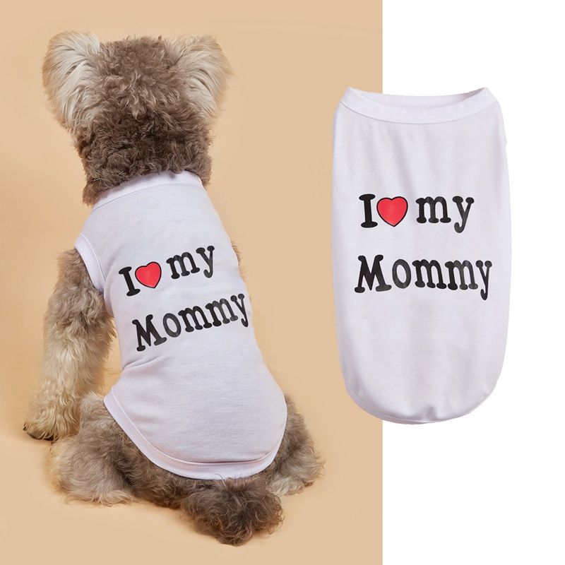 Summer Thin Cool Air Conditioning Multi-color Classic Style I Love Mom And Dad Vest Pet Supplies Two-legged Clothes_voghion.com