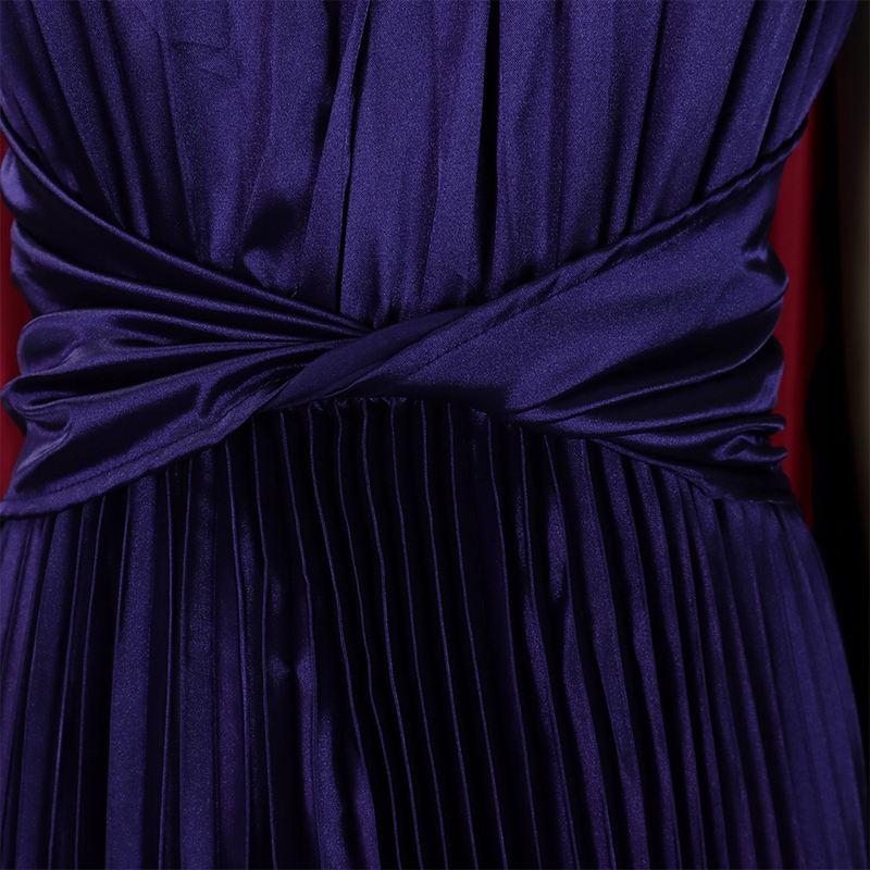 women's clothing new one-shoulder pleated long skirt oblique collar waist dress _voghion.com