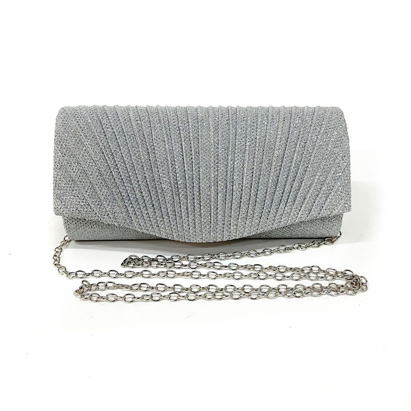 Andralyn Borsa da Cena a Pieghe Lucida da Donna con Tracolla a Catena Staccabile Borsa per Matrimonio, Fidanzamento, Appuntamento, Festa, Abito Formale per Donna_voghion.com