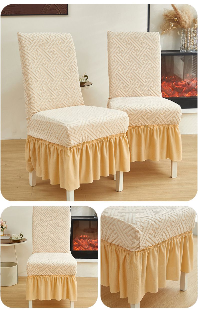 Elastic Skirted Chair Covers – Universal Fit Slipcovers For Dining Chairs, Office Chairs & Home Use (Dustproof, 6 Modern Colors, Easy To Install)_voghion.com