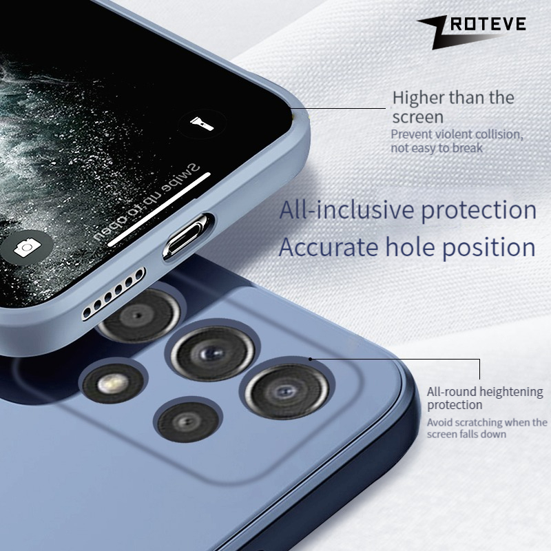 A52 Cas ZROTEVE Carré Liquide Silicone Couverture Souple Pour Samsung Galaxy A52s A72 A42 A32 A22 A12 A13 A23 A33 A53 A73 M33 M53 Cas_voghion.com