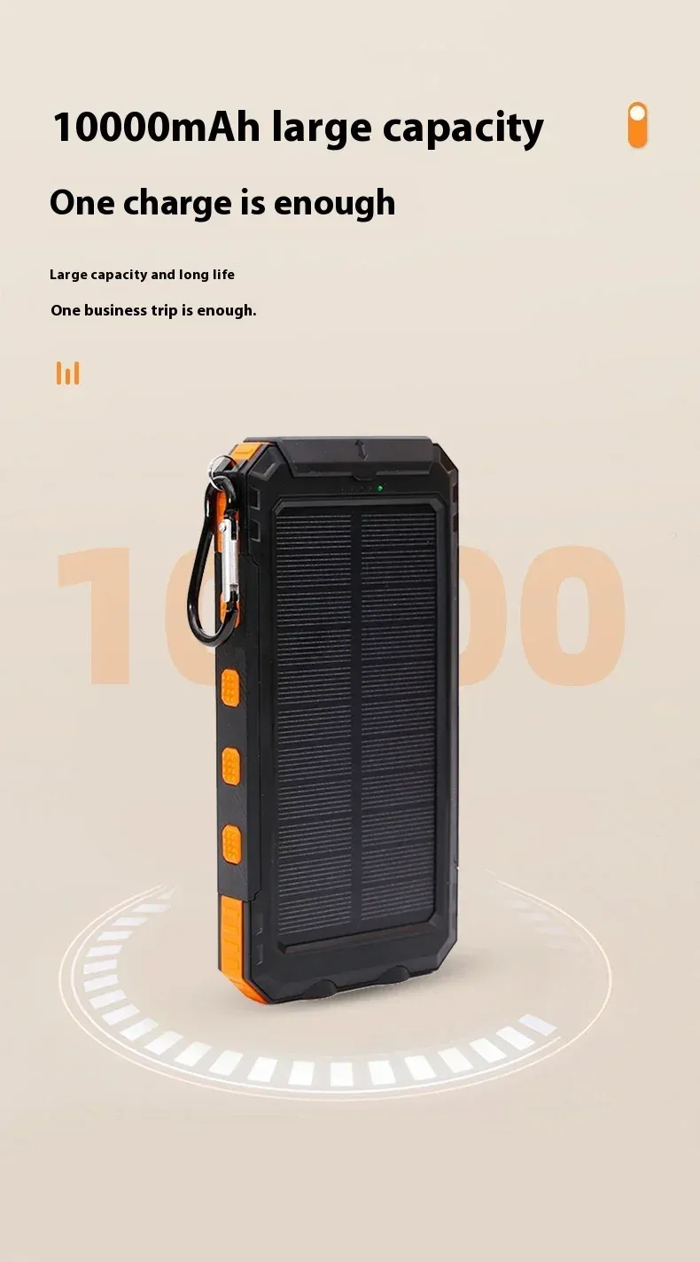 20000 MAh Solar-Po Large Capacity, Portable Charger, Compatible With IOS Android USB-A And USB-C Fast Charging_voghion.com