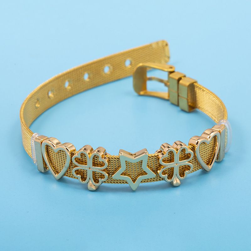 Braccialetti con ciondoli, cinturino per orologio in maglia di acciaio inossidabile da 10 mm, bracciale per coppie, bracciale regolabile_voghion.com