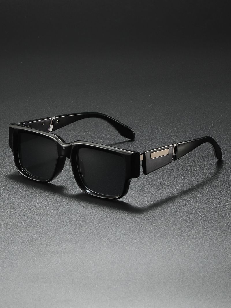 ActiveGo 2025 Fashion Gray Blue Square Thick UV Protection Retro Simple Large Frame Face Slimming Sunglasses_voghion.com