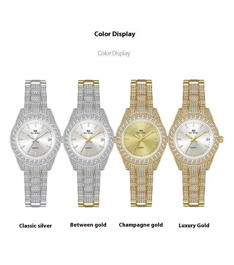 New light luxury ladies aqua ghost fashion temperament small square diamond calendar watch_voghion.com