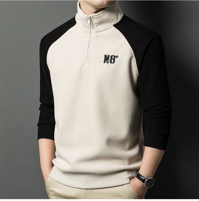 Felpa da uomo con collo alto e fodera in pile - Pullover oversize in stile coreano con design con cerniera, caldo abbigliamento casual invernale_voghion.com