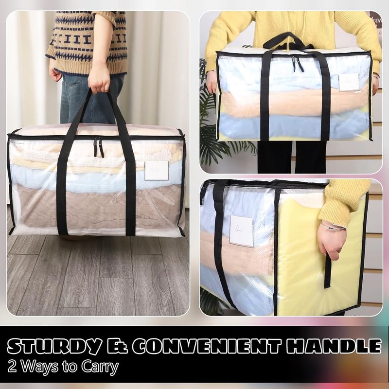 4 bolsas resistentes con tapas transparentes y cierre de cremallera para almacenamiento navideño_voghion.com