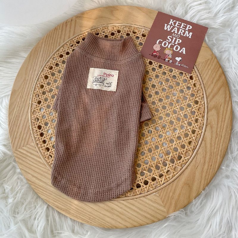 Maglietta con logo dello scuolabus e base a nido d'ape per cuccioli, orsacchiotti, barboncini, cani di piccola taglia, gatti, a due zampe, autunno e inverno_voghion.com