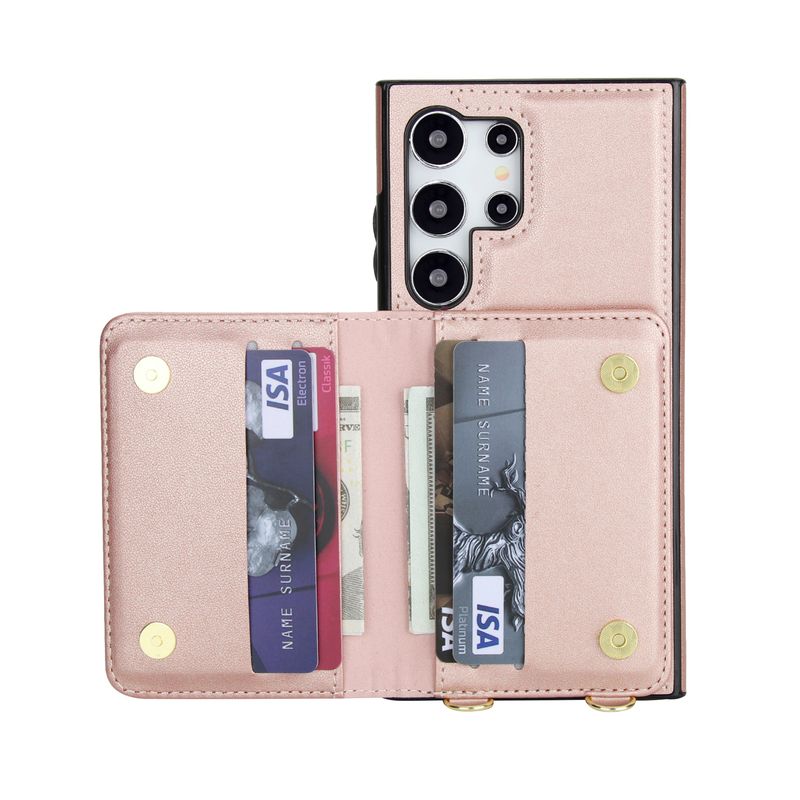 Magnetische portemonnee leren hoes voor Samsung Galaxy S25 Ultra S24 Plus S23 S22 S21 Crossbody RFID-blokkerende kaart_voghion.com