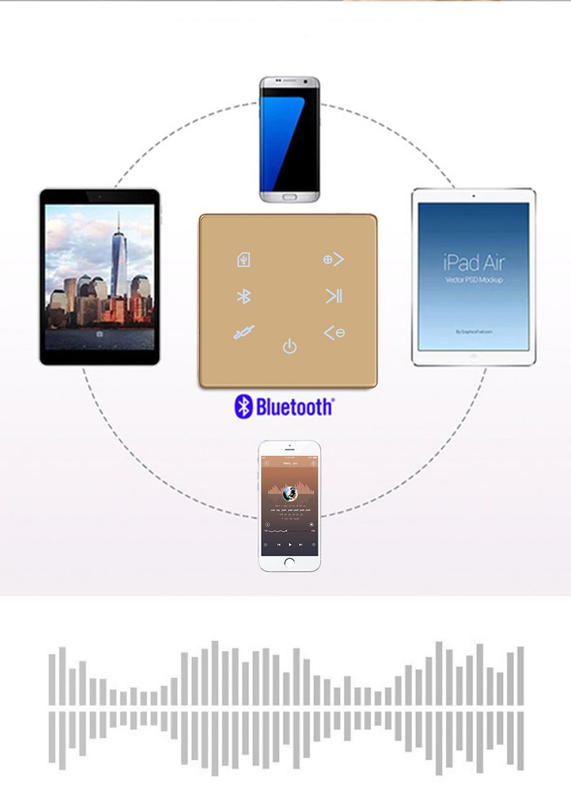 Smart Home Background Music System 2x15W Blue-tooth Mini Touch Key In Wall Amplifier Support USB/SD Card Stereo Sound_voghion.com