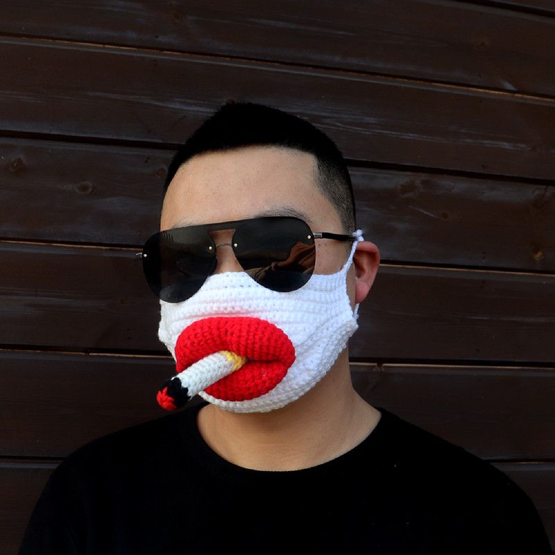 Slēpošanas netīrās pītās ķiveres komplekts, interneta slavenības tāda paša stila smieklīga cepure, adīta parūkas galvas saite, hiphopa personības maska_voghion.com