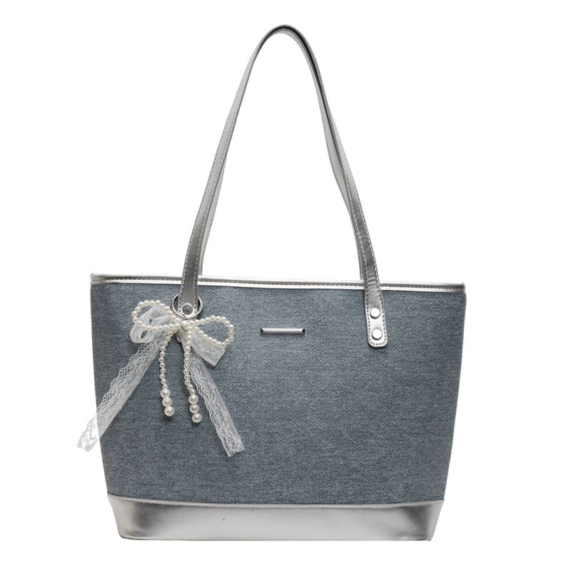 Lässige Textur Große Kapazität 2025 Neue Damen Schulter Mode Einfache Pendler Einkaufstasche Mit Bowknot_voghion.com