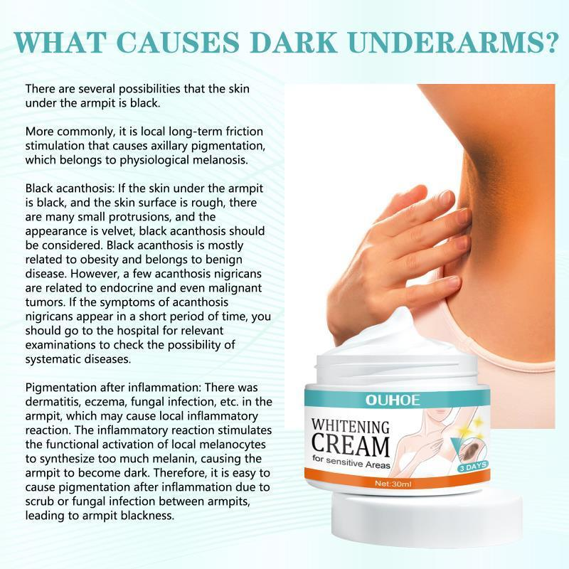 Achsel-Whitening-Hautpflegecreme, Aufhellung von Melanin in Achselgelenken und Ellbogen, feuchtigkeitsspendend und 2024_voghion.com
