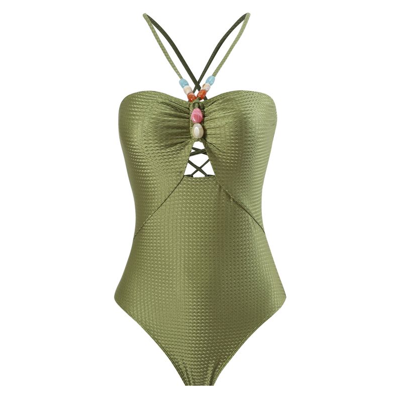 ny enfärgad baddräkt för kvinnor i ett stycke fransk retro magtäckande slimmad baddräkt_voghion.com