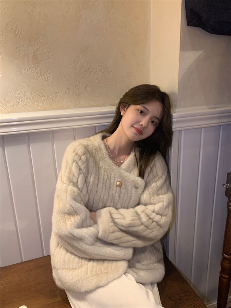 Nerz Schaffell Integrierte Stil High-end Herbst Winter Verdickt Plüsch Umweltfreundliche Pelz Mantel Frauen Flauschigen_voghion.com