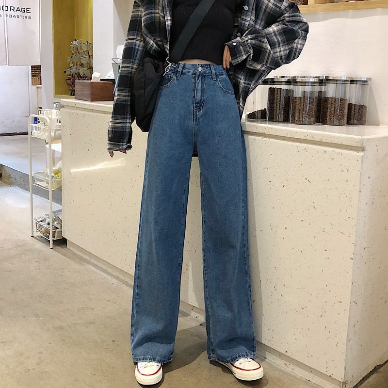 Vêtements pour femmes Été Nouveau Jeans Version femme Taille haute Slim Délavé Ins All Match Large Jambe Étudiant Pantalon de nettoyage_voghion.com