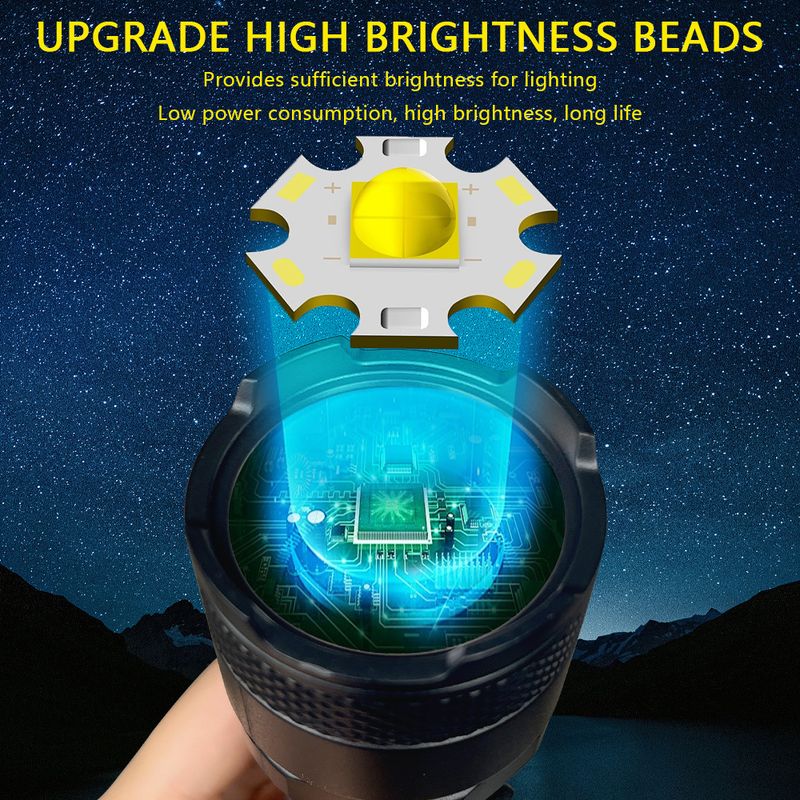 USB nieuwe sterke LED zijlicht zaklamp buiten draagbare lange afstand focus zaklamp digitaal display thuis_voghion.com