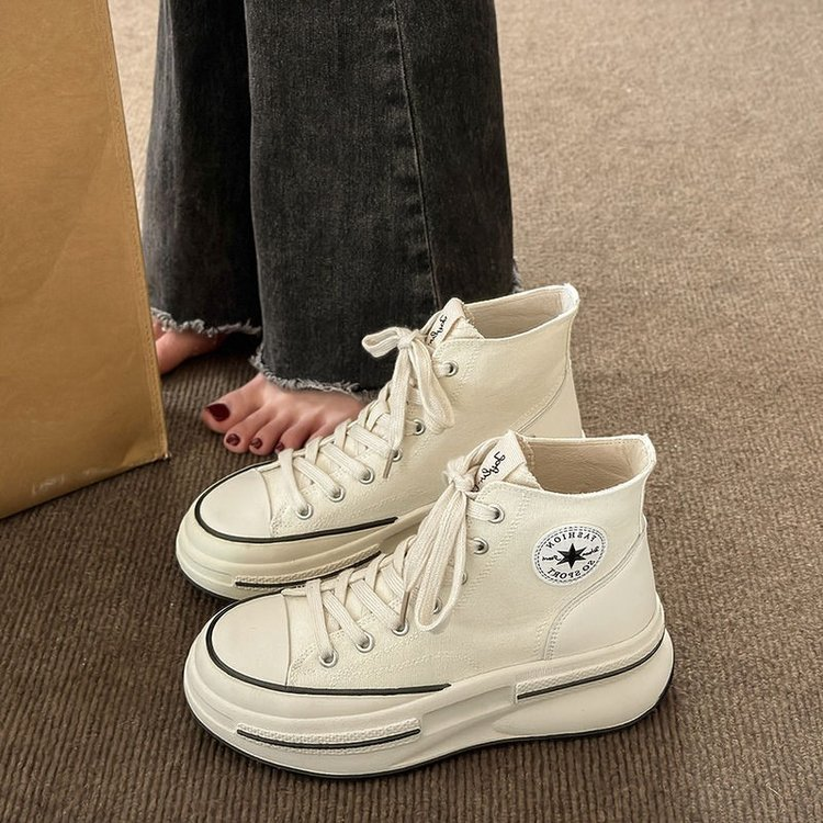 2023 Frühling und Herbst neuer Stil gute lässige Damen-Leinenschuhe für Studenten, Muffin-Einzelschuhe mit dicken Sohlen, erhöhte atmungsaktive Damenschuhe_voghion.com