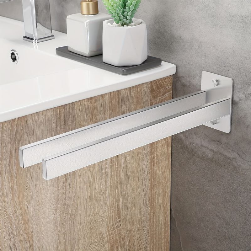 Towel Rail Stainless Steel Towel Holder Self-Adhesive Towel Rail Double No Drilling Bath Towel Holder For Bathroom Kitchen Wall Silvery 40 Cm_voghion.com
