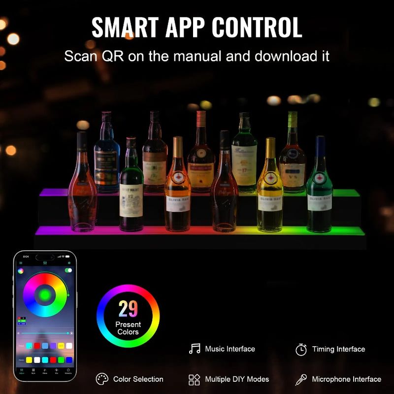 Bottle 40 2-Step App Shelf Bar Control LED Liquor Lighted RF Display And_voghion.com